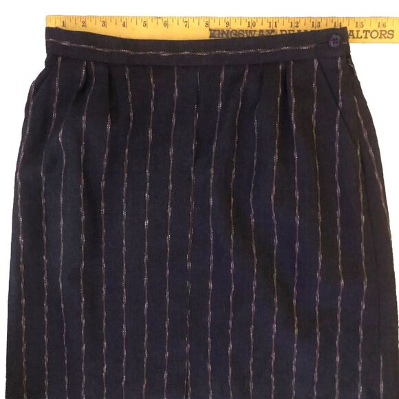VTG Jaeger London Pinstripe Wool Skirt Suit Set Womens Sz 12 Timeless Menswear - Picture 14 of 16